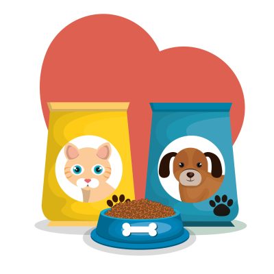 mascots bags food set vector illustration design